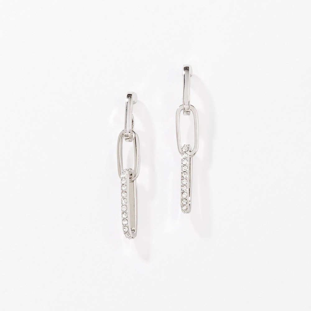Touchstone Crystal‎ by Swarovski Silver Tone Join Together Earrings Rhodium
